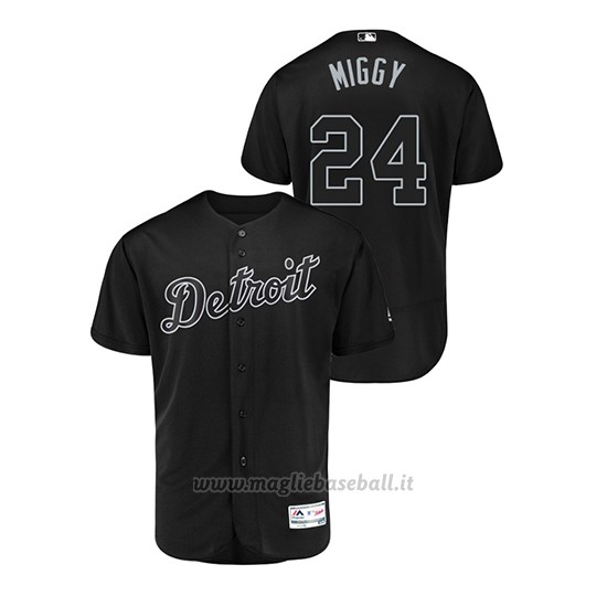 Maglia Baseball Hombre Detroit Tigers 24 Miguel Cabrera 2019 Players Weekend Autentico Nero